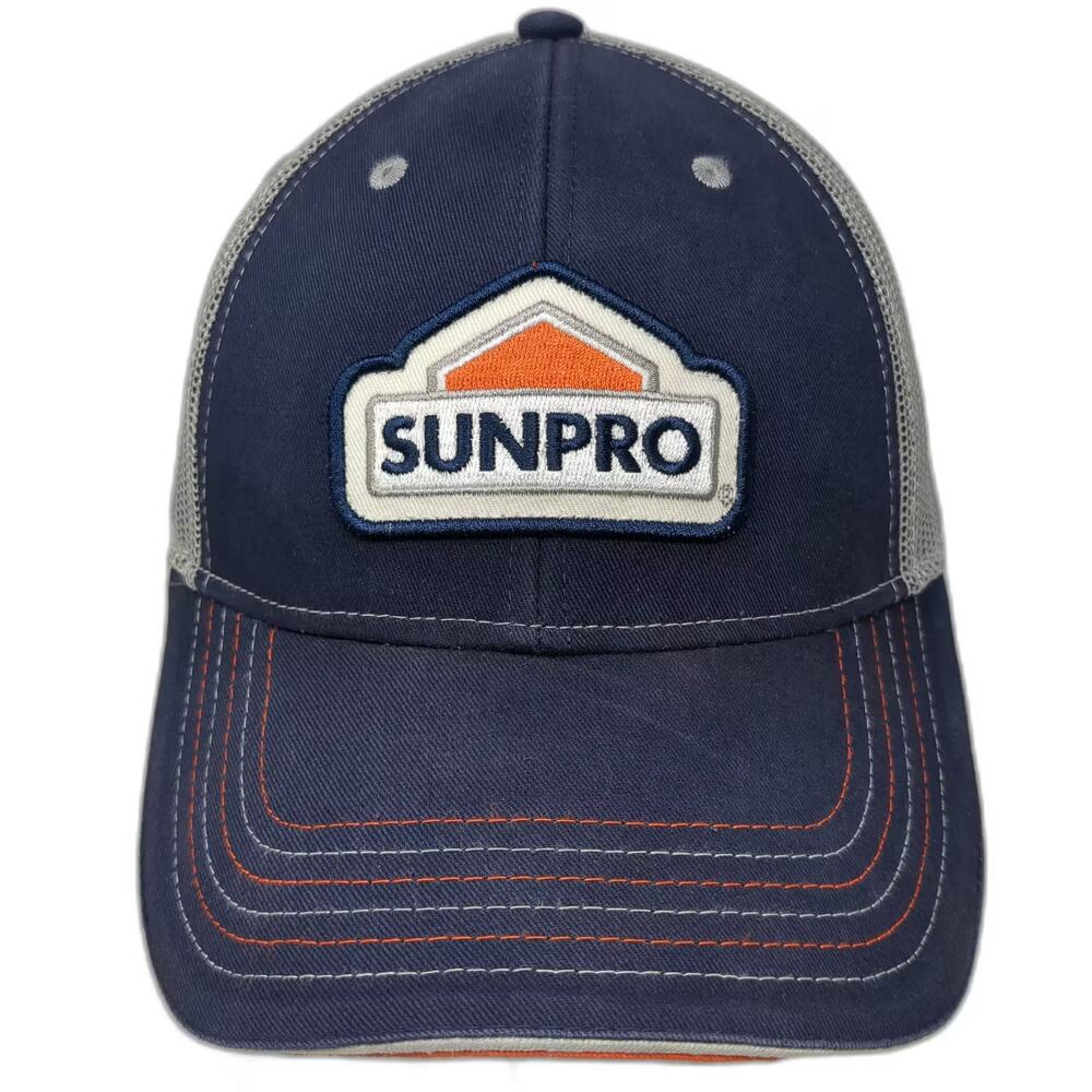Clyde Trucker Hat Blue Gray Snapback OSFM Sunpro Patch Mesh Back Embroidered